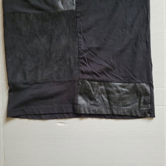 Zara Man black t-shirt short sleeved top with faux leather patches size small - Picture 10 of 10